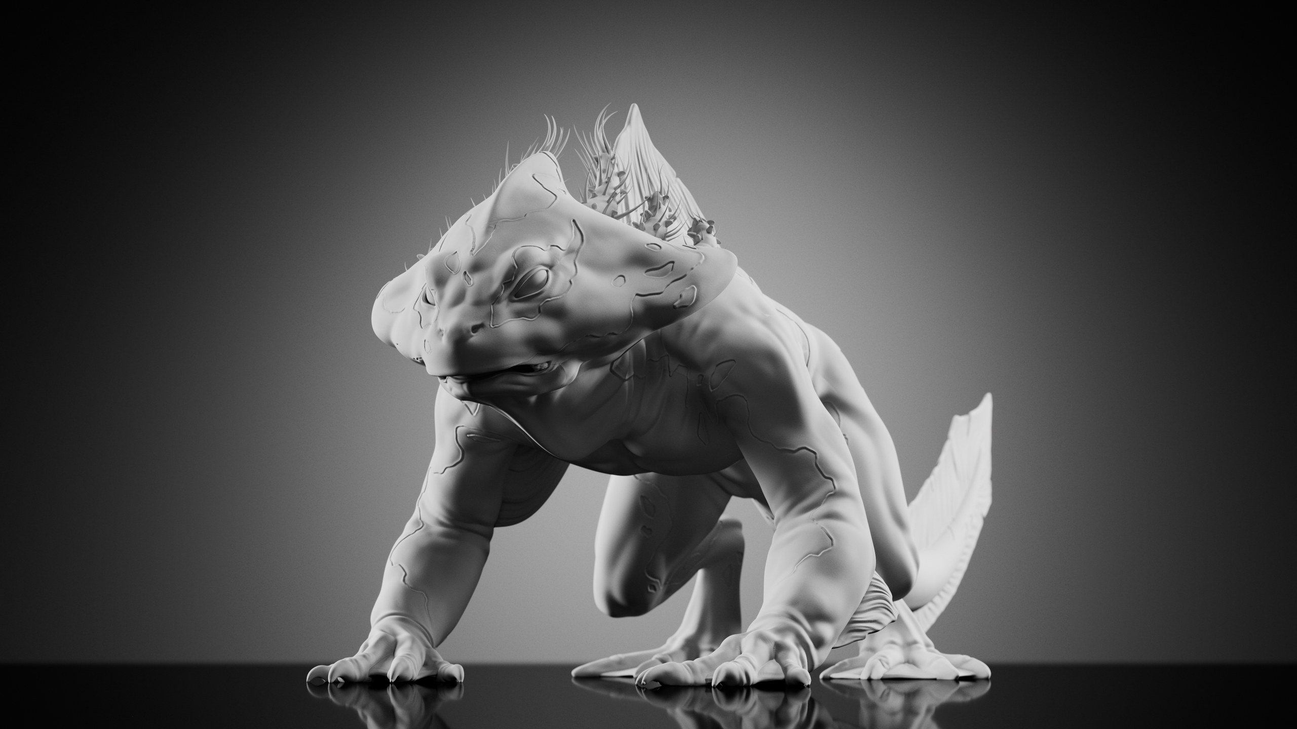 Axolotl — Stage 2 — clay render