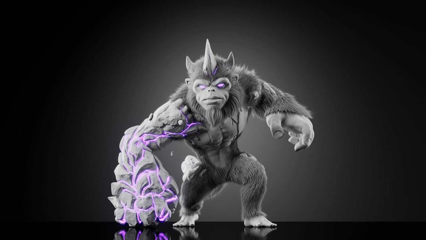 Monkier — Stage 1 — clay render