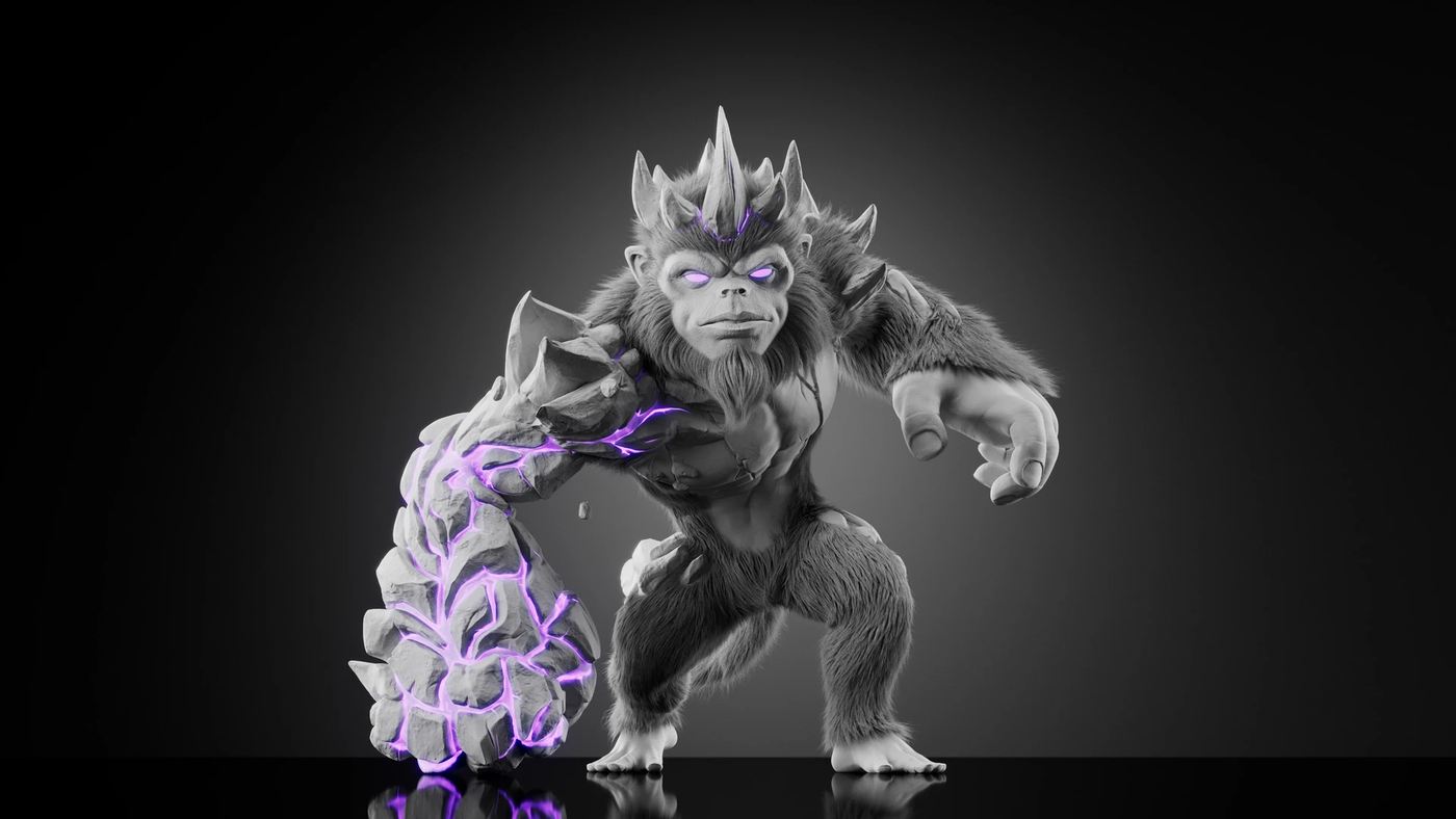 Monkier — Stage 2 — clay render