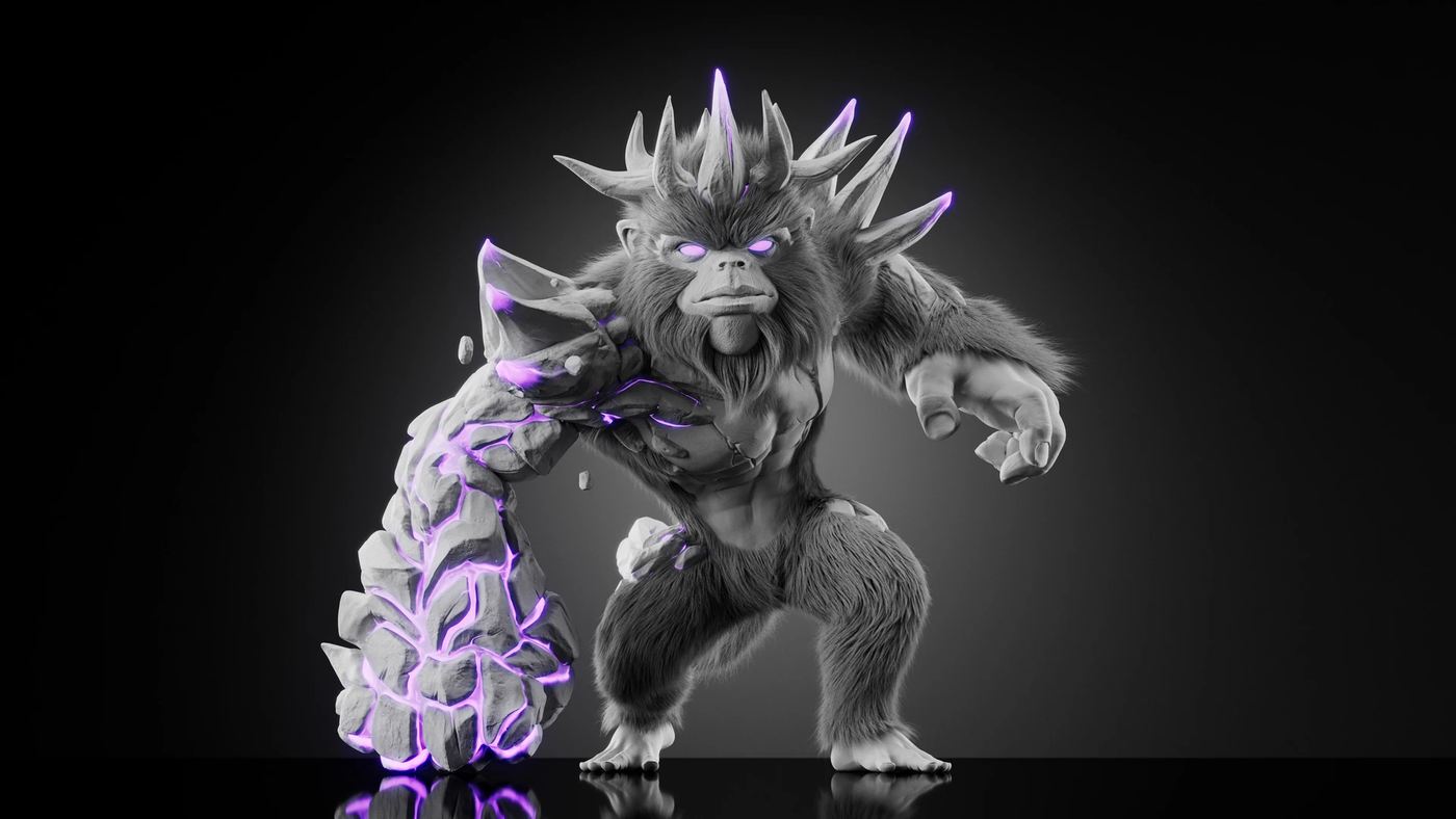 Monkier — Stage 3 — clay render