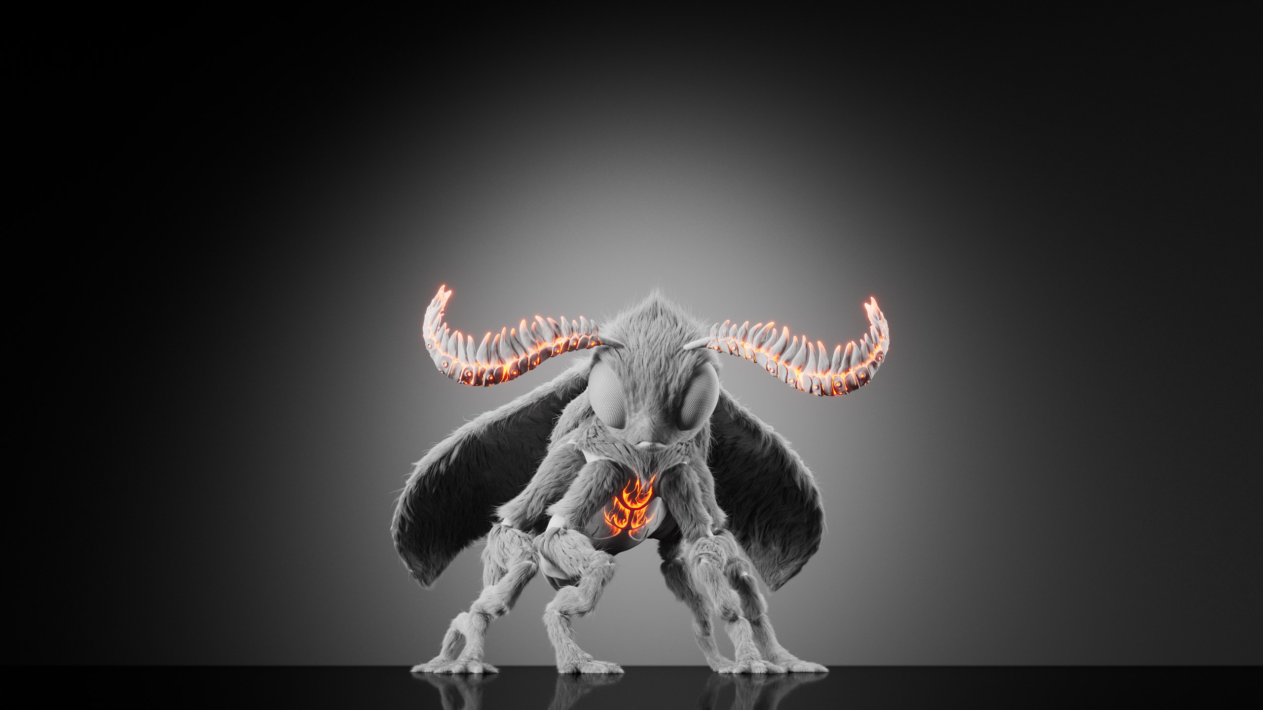 Poodle Moth — Stage 1 — clay render