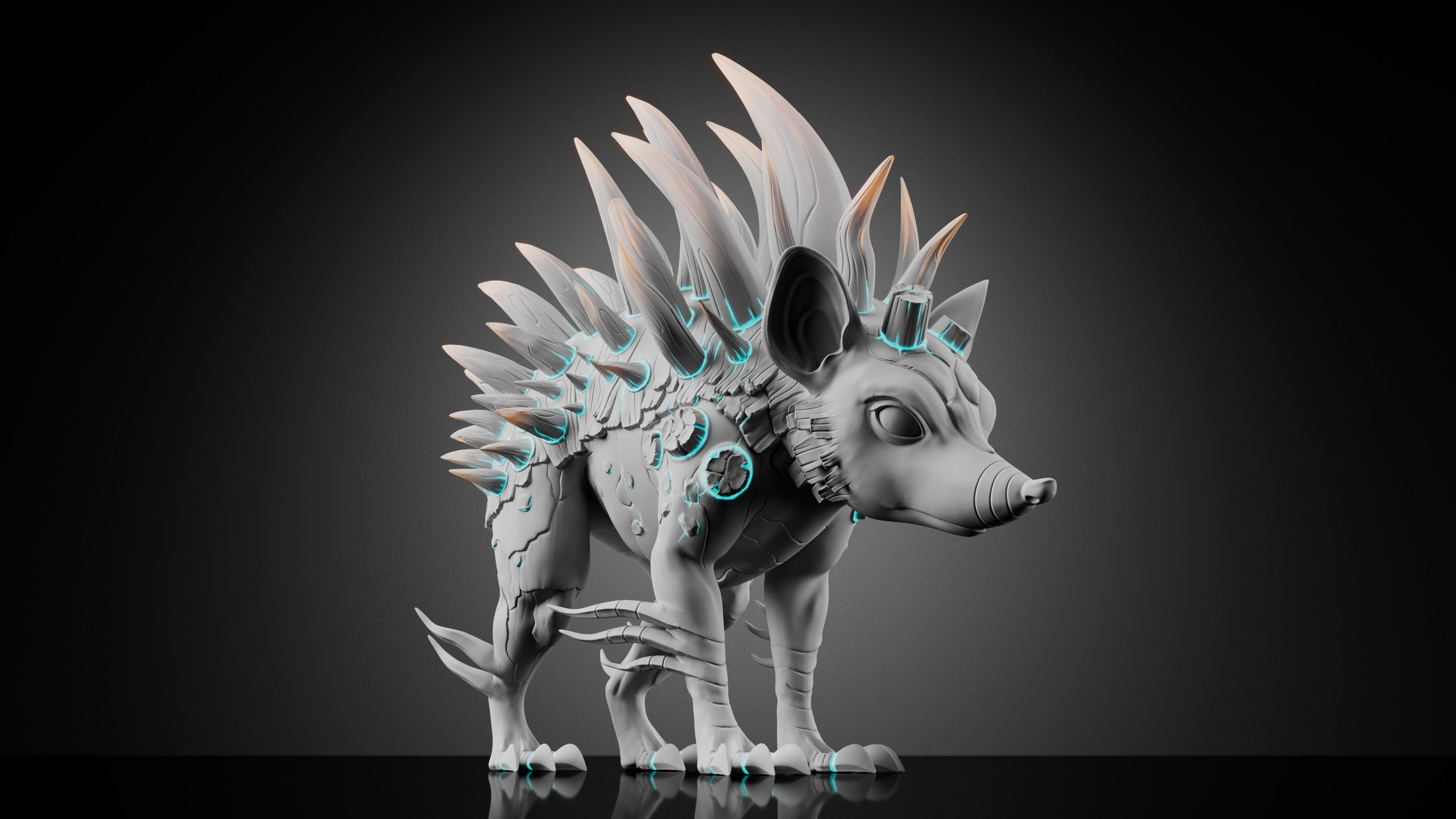 Tenrec — Stage 2 — clay render