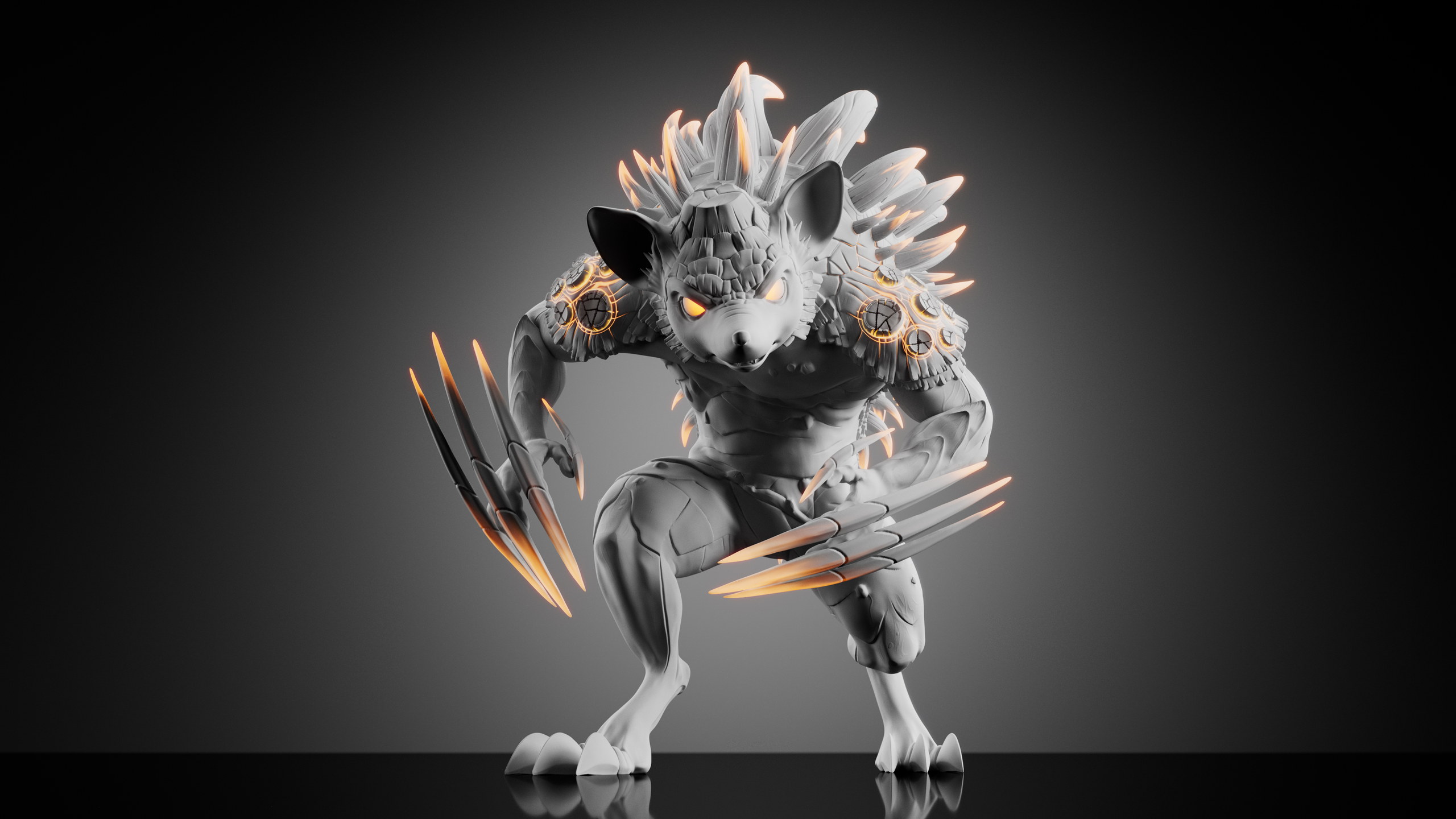 Tenrec — Stage 3 — clay render