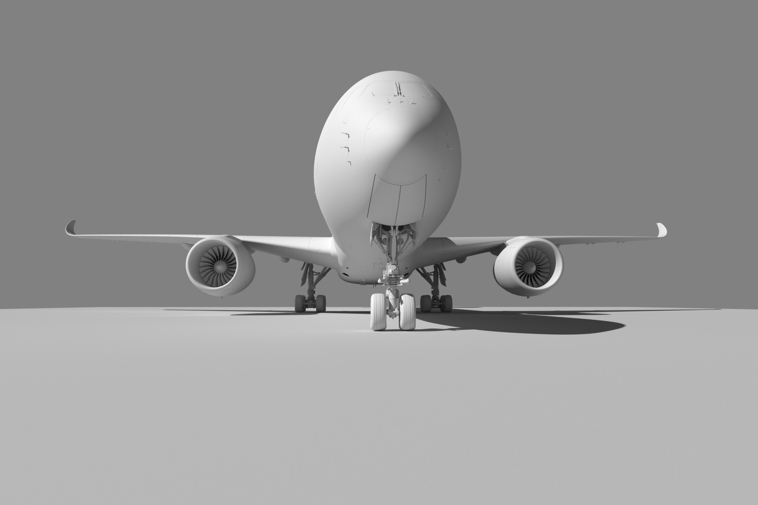 Airbus A350-900 Front — clay render 5