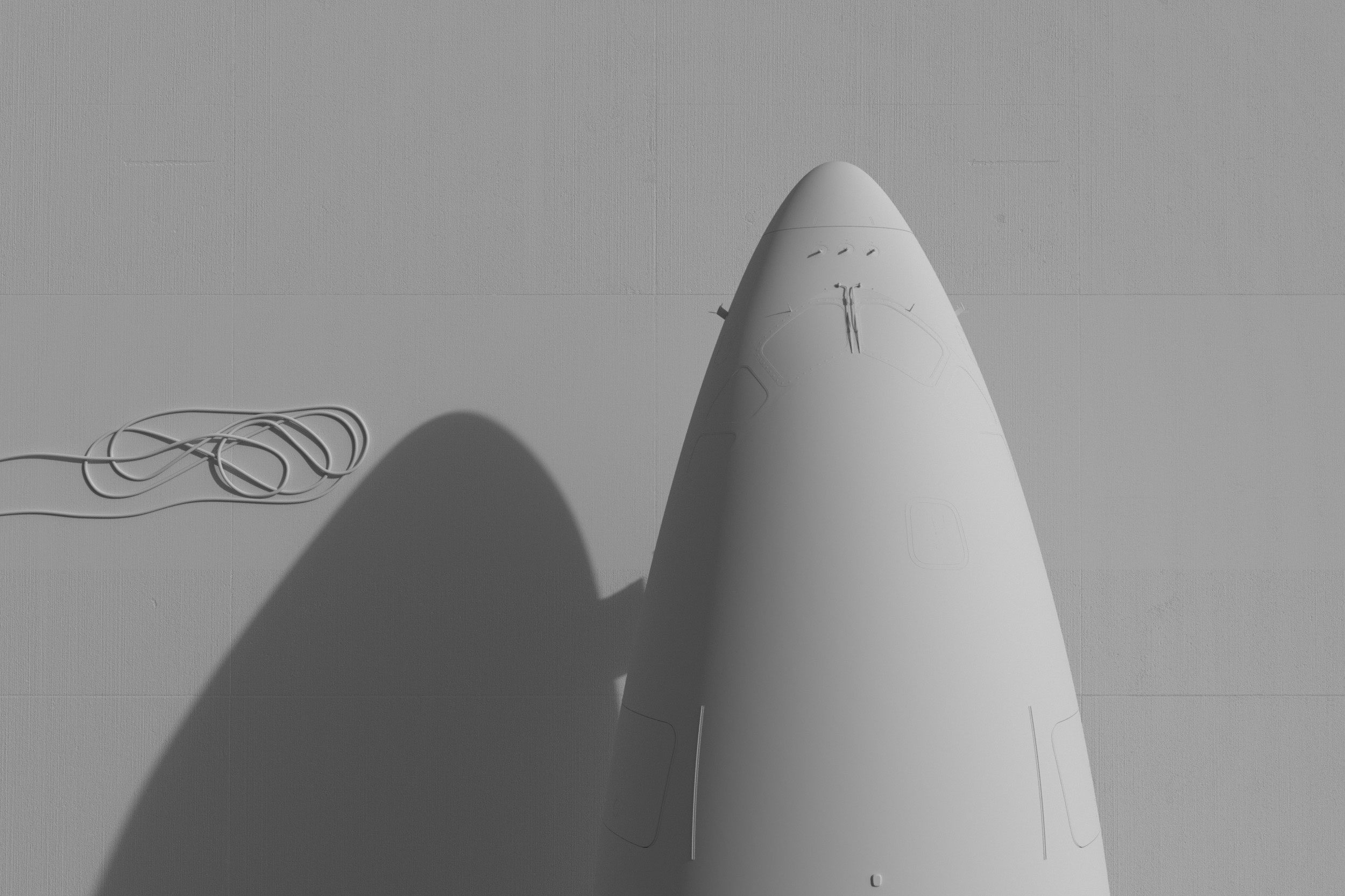 Airbus A350-900 Top — clay render 4