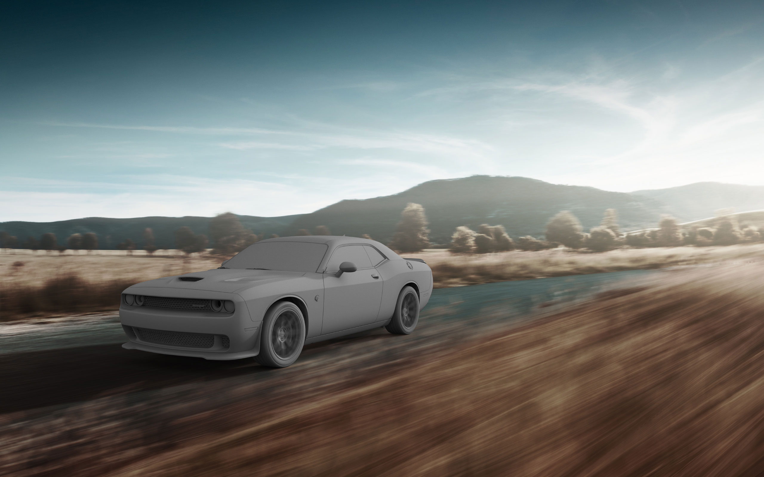 Dodge Hellcat — clay render 10