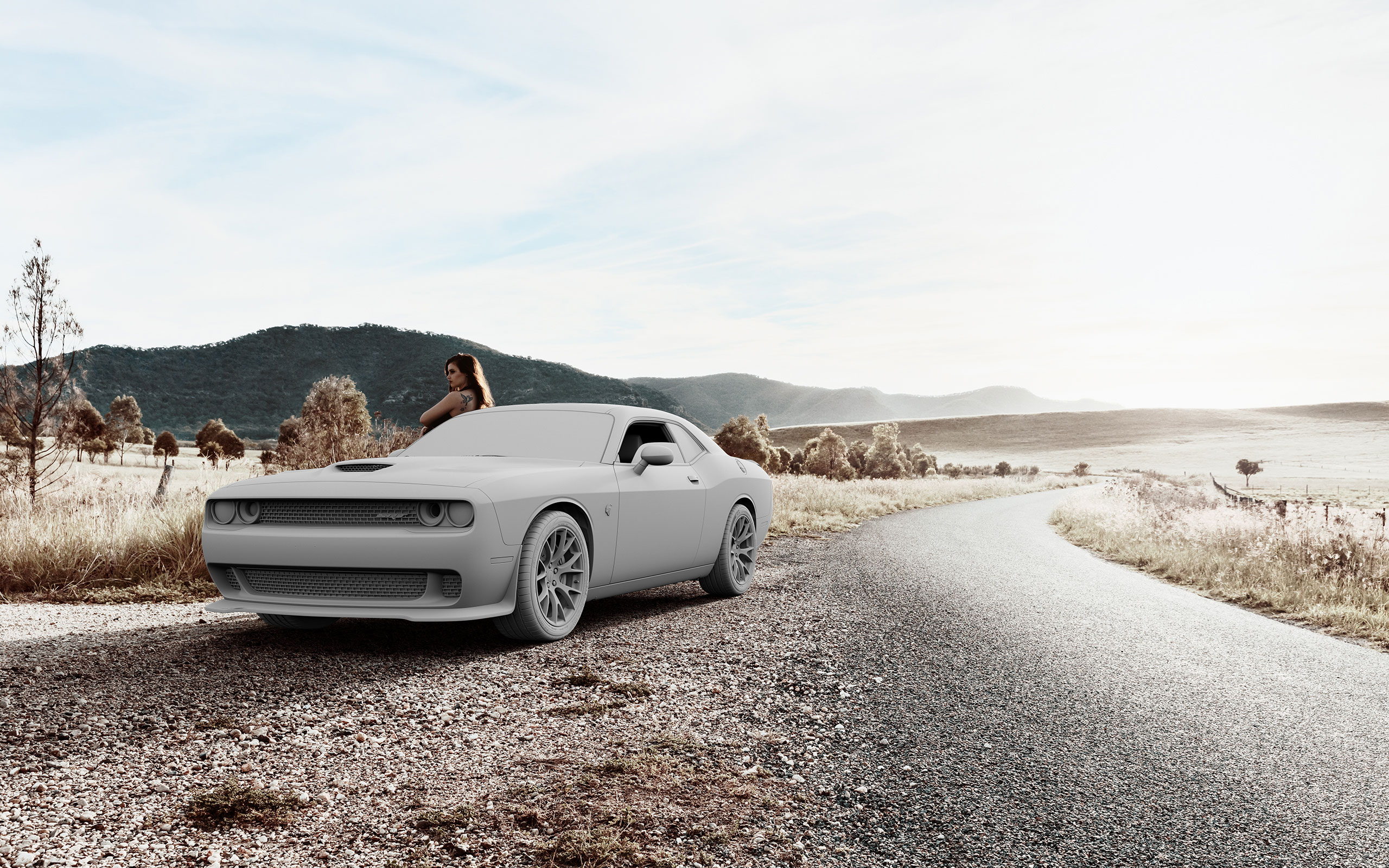 Dodge Hellcat — clay render 11