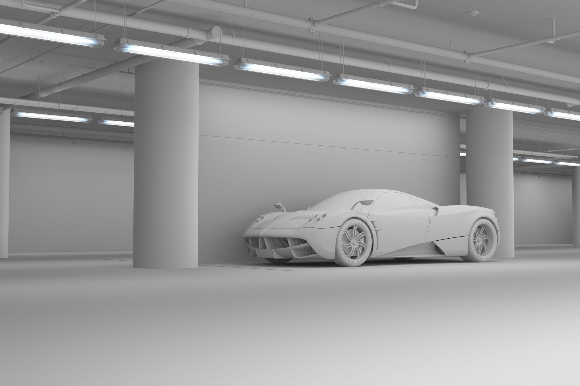 Pagani Huayra — clay render 5