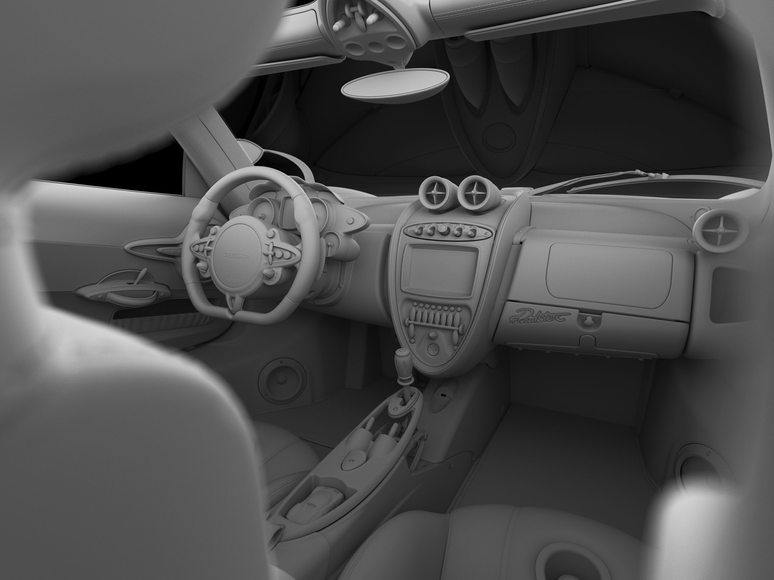 Pagani Roadster — clay render 9